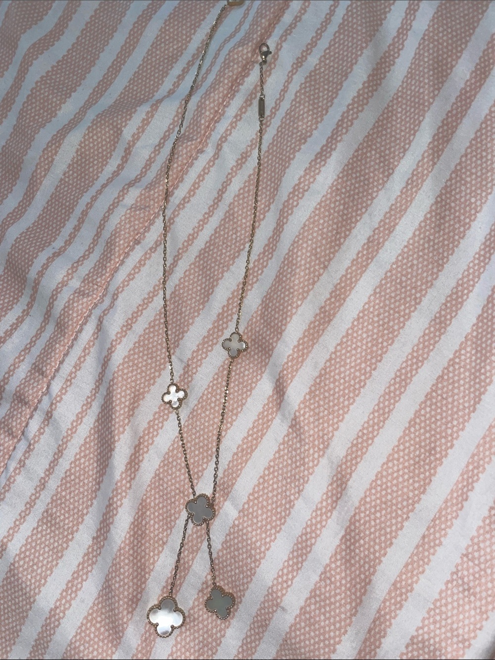 Van Cleef & Arpels White and Gold Alhambra Long Necklace